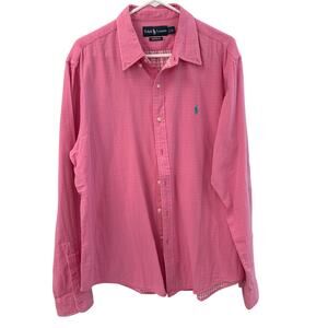 Ralph Lauren Pink Gingham Double Ply Gauze Men's Pink Shirt XL Baby Shower